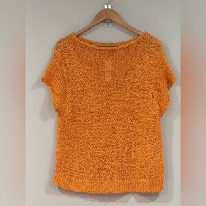 J. Crew Orange Conco Short Sleeve Open Knit Sweater Tee 2X NWT